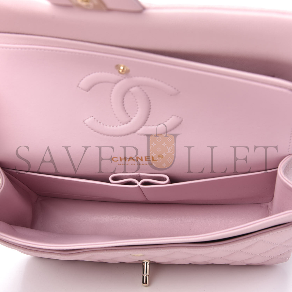 Ch*el caviar quilted medium double flap light pink (25.5*14*6.5cm)